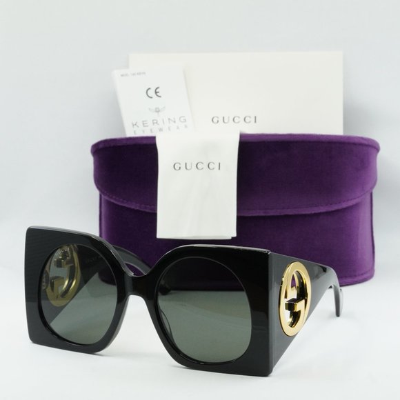Gucci GG1254S 001 Square Sunglasses - Black/Grey - Picture 1 of 12